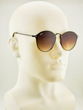 Ray-Ban Blaze Round Sunglasses RB3574N Gun Metal Frame with Brown Gradient Lens